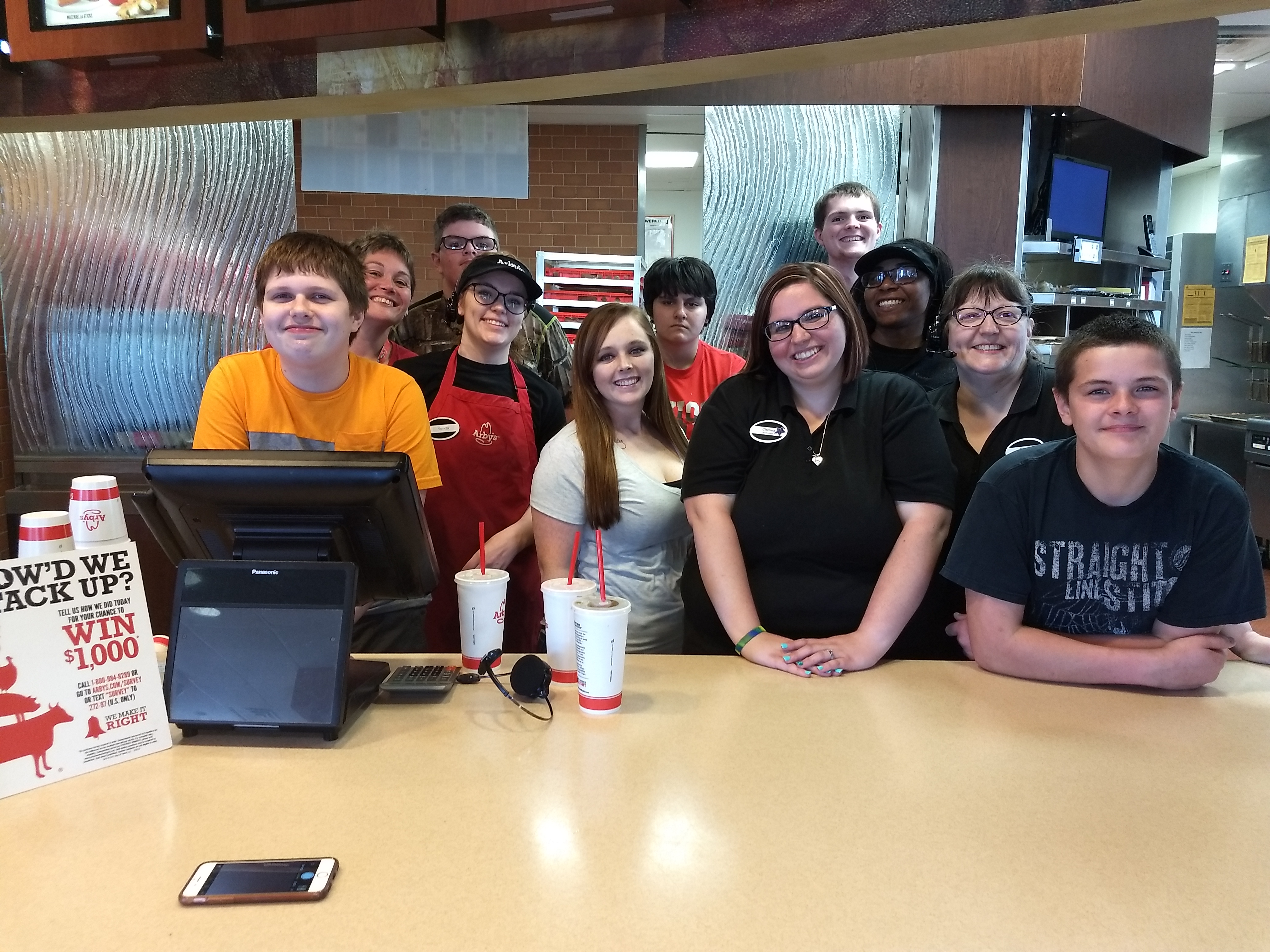 Elgin students with the Arby's Team