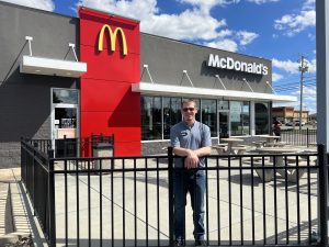 Kyle Christian pictured in front of his employer, McDonald's on Ohio 95