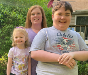 Garrison with his family - mom, Leslie and sister, Briley