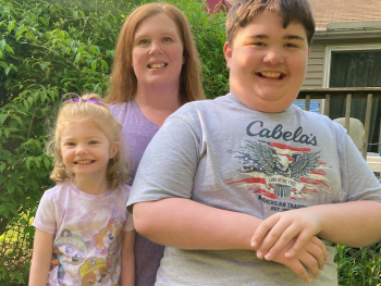 Garrison with his family - mom, Leslie and sister, Briley