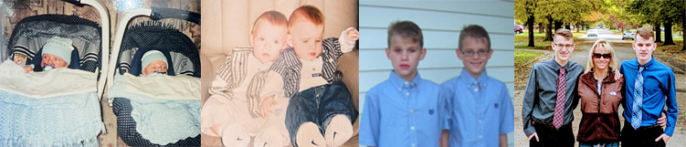 A collage of photos of the boys through the years