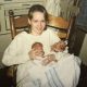 Dawn holding her twins for the first time.