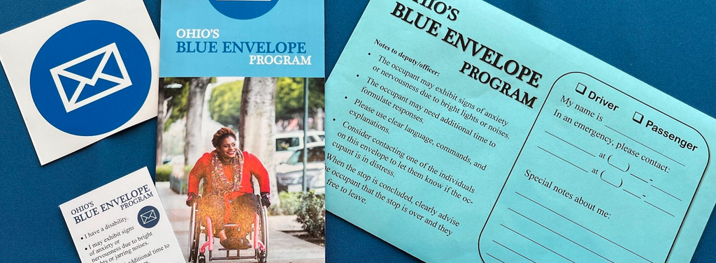 Photo of the contents provided within a blue envelope packet.